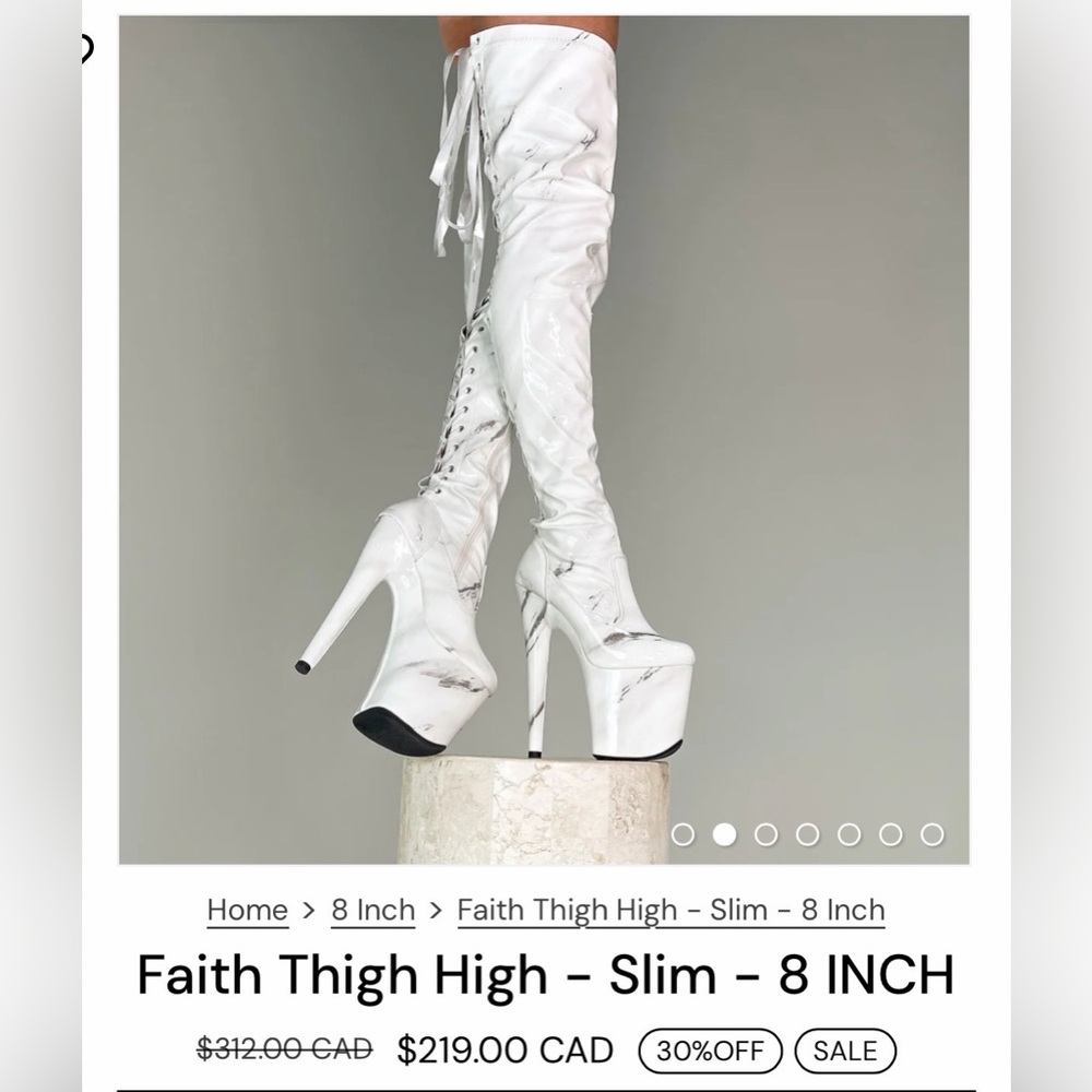 Faith Thigh High Slim 8" High Heel Boots - White